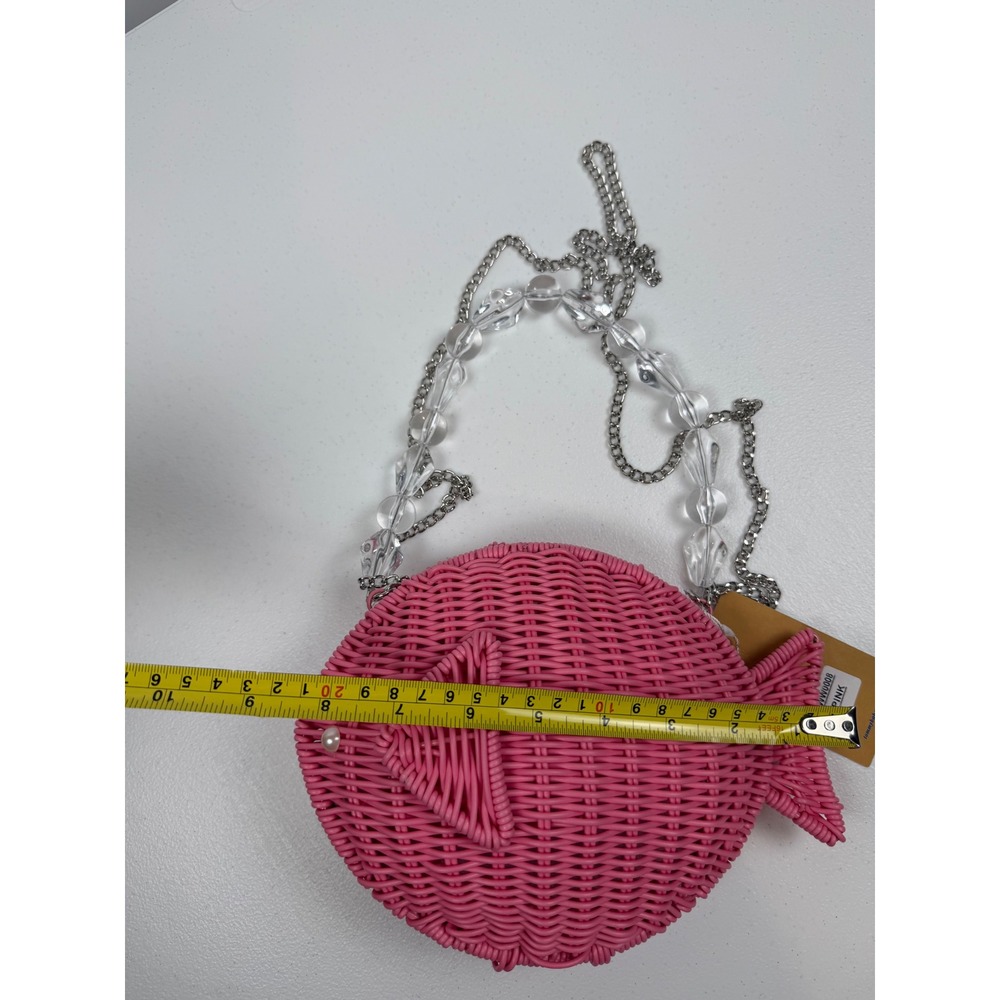 NWT Tommy Bahama Pink Wicker Fish Crossbody Bag Beaded Handle NEW Viral Summer - Picture 6 of 8